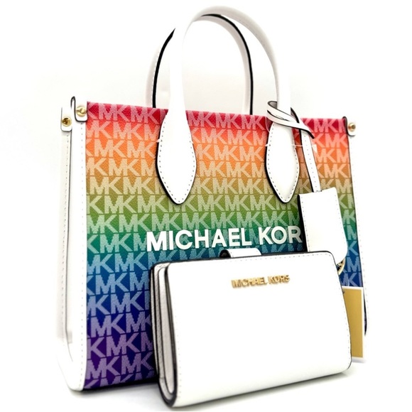 Michael Kors Mirella SM Signature Logo Xbody Tote Bag & Matching Bifold Wallet 🌈 - Picture 3 of 12